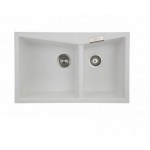 Carysil White Double Bowl Granite Kitchen Sink Top/Flush Mount 800 x 500 x 220mm